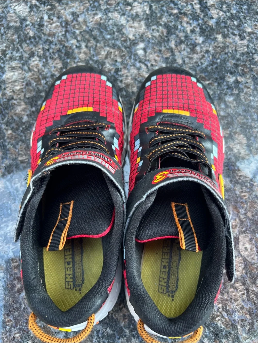 Kids Skechers Mega Craft 3.0 Red And Black Pixelated Sneakers Shoes Size 5
